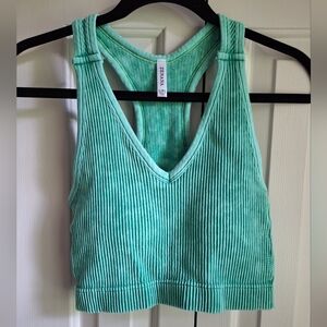Zenana Ribbed Racerback Bralette Top With Removable Pads NWOT